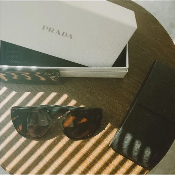 Prada PR14WS 09Q5S0 Tortoise Shell Cat Eye Oversized Sunglasses